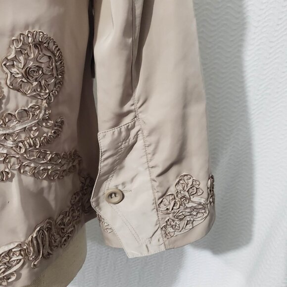 NWT Vtg Nikki Valenti Beige Silky Embroidered Jacket Blazer S $168 - Picture 4 of 13